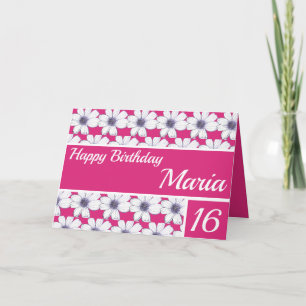 Floral pattern design Fuscia Pink Birthday Karte