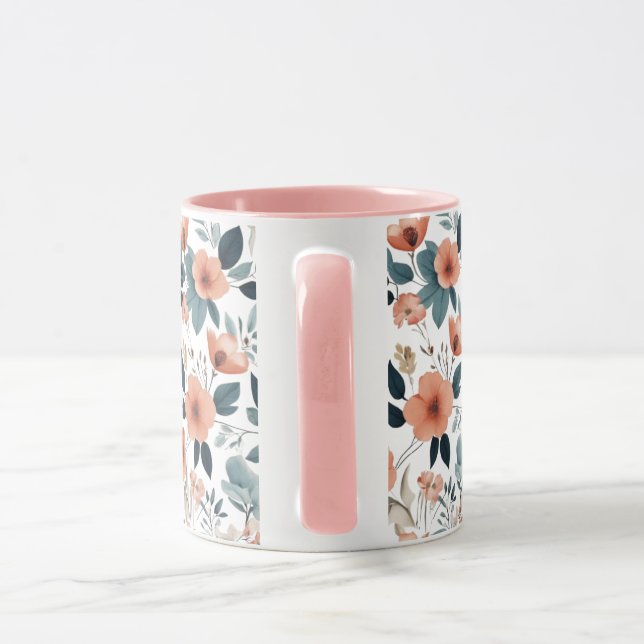  Floral Pattern in Pastel Tones Tasse (Griff)