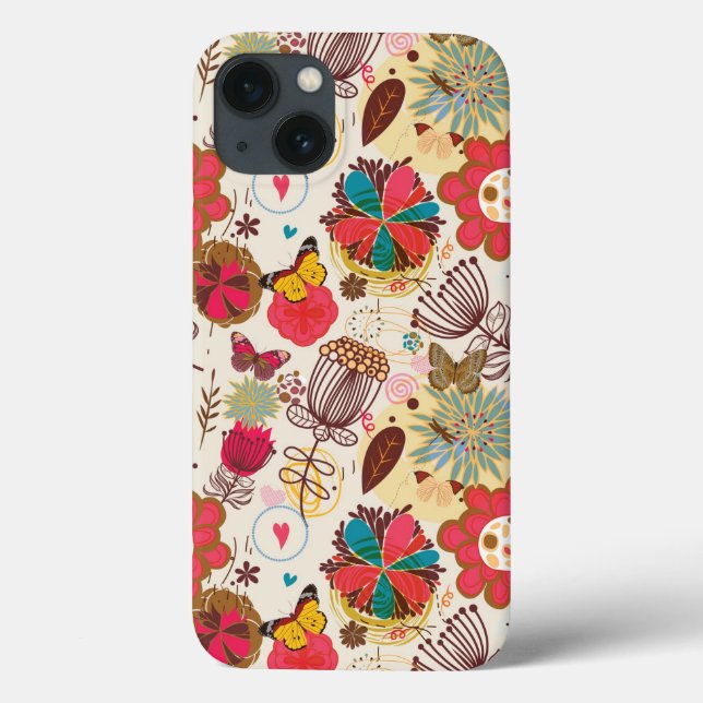 Floral Pattern in Retro 4 Case-Mate iPhone Hülle (Rückseite)