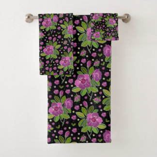 Floral Pattern Lilac Pink Green Black