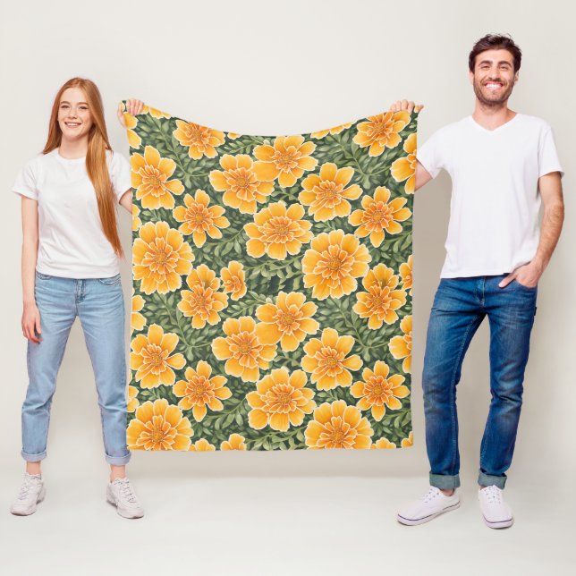 Floral Pattern Marigold-Blume Fleecedecke (Beispiel)