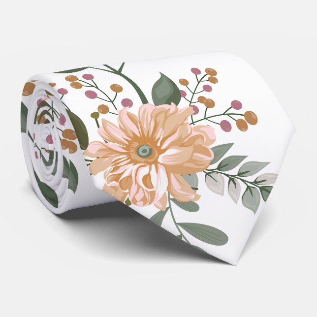 Floral Pattern Neck Tie Krawatte (Gerollt)