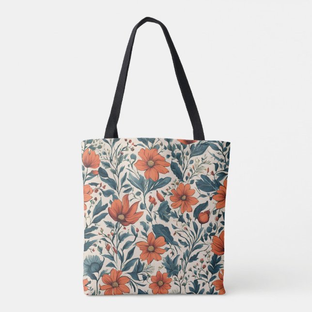 Floral Pattern of Vibrant Orange Flowers  Tasche (Rückseite)