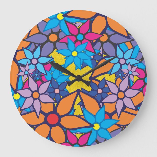 Floral Pattern Pop Art #3 Große Wanduhr (Vorderseite)