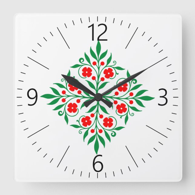 Floral pattern quadratische wanduhr (Vorderseite)