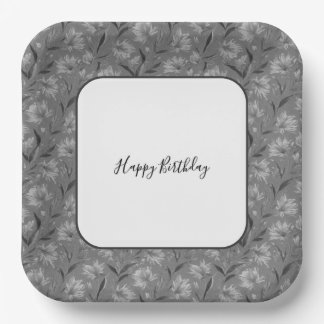 Floral Pattern Square Pappteller