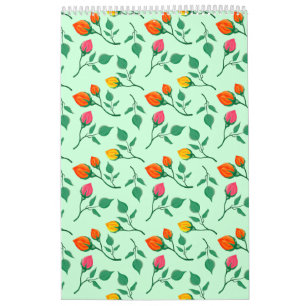 Floral pattern with colored rose flowers  kalender