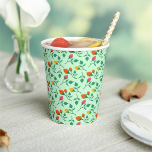 Floral pattern with colored rose flowers  pappbecher