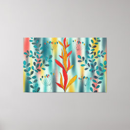 Floral Pattern with Teal Leaves Leinwanddruck
