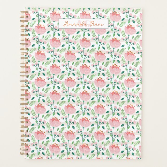 Floral patterned planner in pink and orange planer (Vorderseite)
