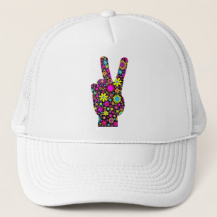 FLORAL PEACE HAND SIGN TRUCKERKAPPE