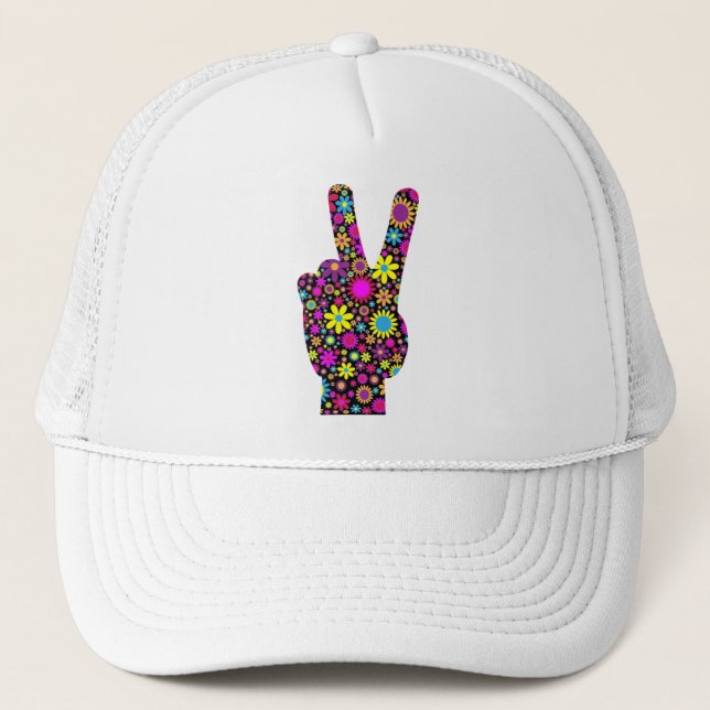 FLORAL PEACE HAND SIGN TRUCKERKAPPE (Vorderseite)