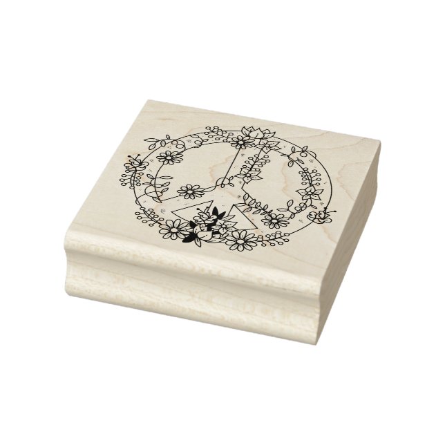Floral Peace Sign Gummistempel (Stempel)