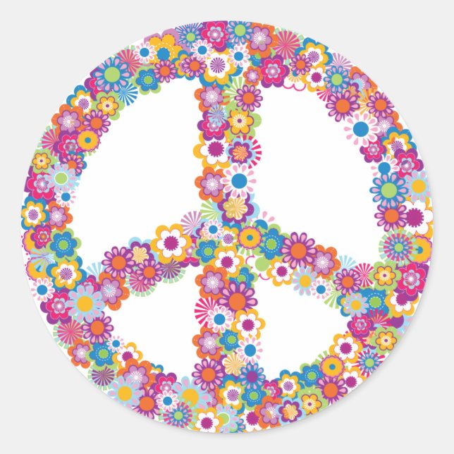 Floral Peace Sign Stickers (Vorderseite)