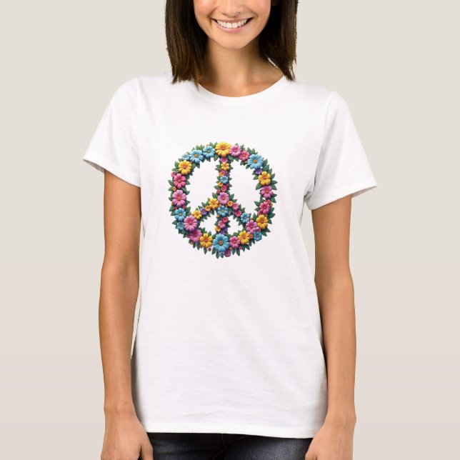Floral Peace Symbol Tee (Vorderseite)