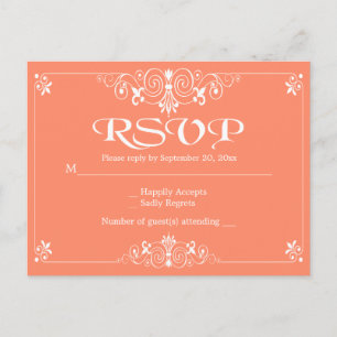Floral Peach Orange UAWG Wedding Party Response Einladungspostkarte