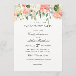 Floral Peach Watercolor Wedding Party Einladung