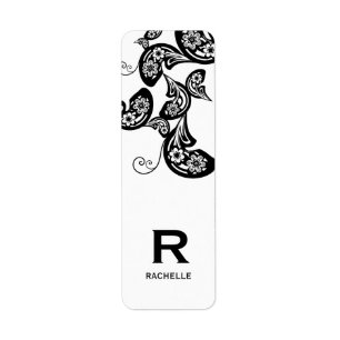 Floral Peacock Black Party Seal Étiquettes personn