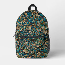 Floral Peacock Blue Mandala Bedruckter Rucksack