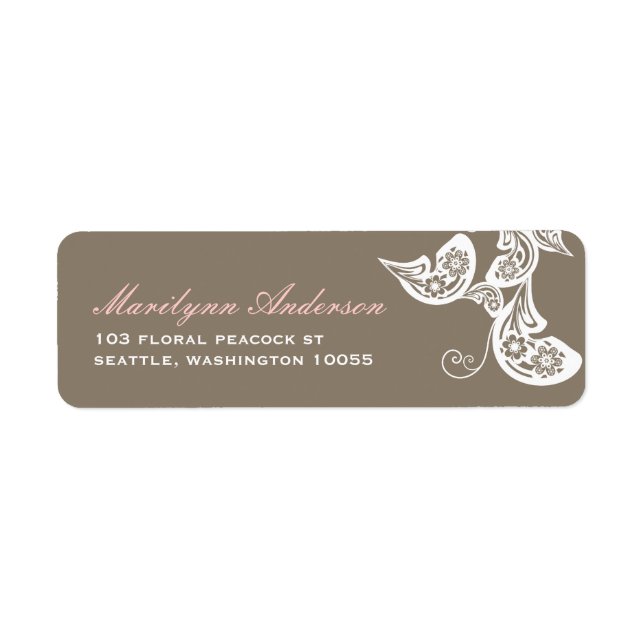 Floral Peacock Boho Chic Wedding Address Labels (Vorne)