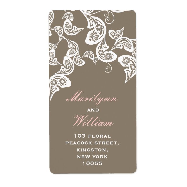 Floral Peacock Boho Chic Wedding Address Labels (Vorne)
