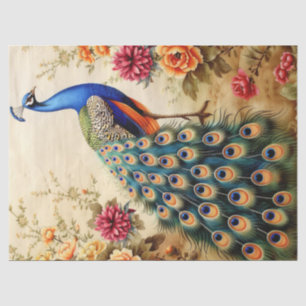 Floral Peacock Decoupage Seidenpapier