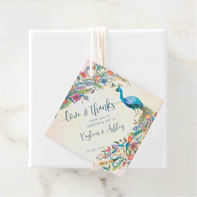 Floral Peacock Engagement Party favorisiert Gesche Geschenkanhänger (Beispiel)