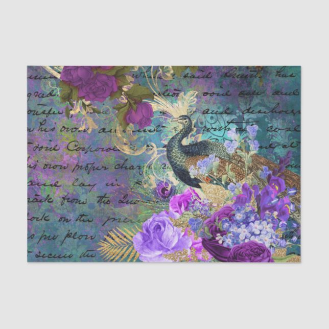 Floral Peacock Seidenpapier (Vorderseite)