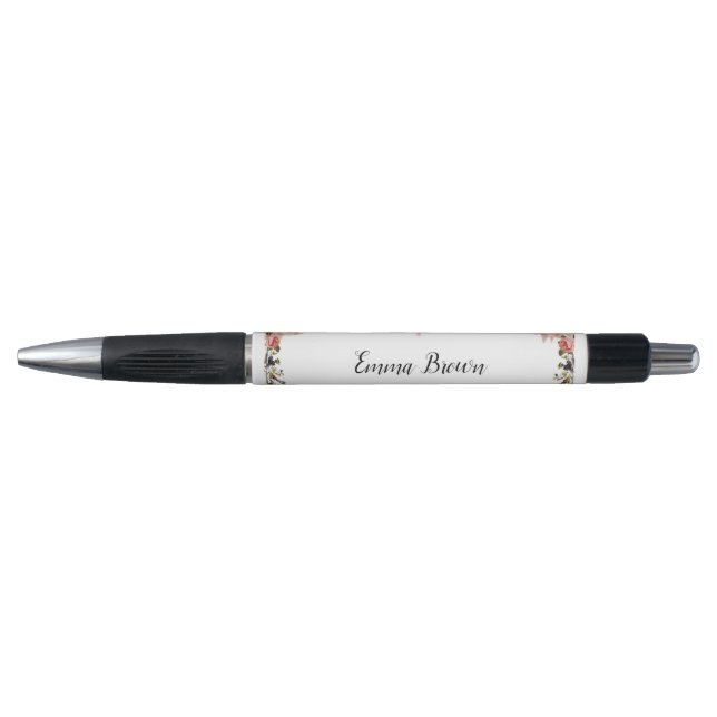 Floral Pen mit Ihrem Namen Kugelschreiber (Vorderseite)
