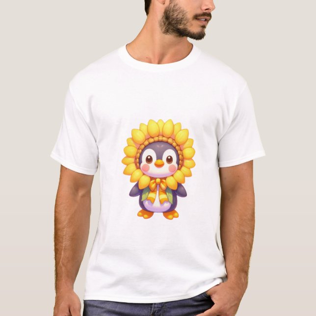 Floral Penguin Delight T-Shirt (Vorderseite)