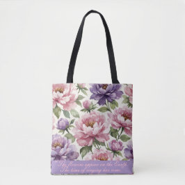 Floral Peony Personalized Tote Bag Tasche