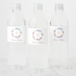 Floral Peony Wreath Taufe Christening Water Bott