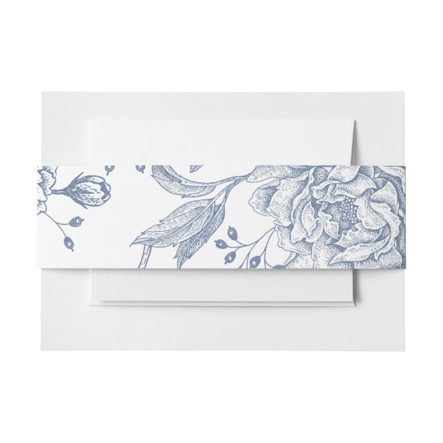Floral Periwinkle Blauer Garten Hochzeit Einladungsbanderole (Vorderseite Beispiel)
