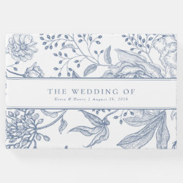 Floral Periwinkle Blue Elegante Hochzeit Gästebuch