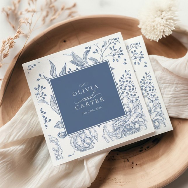 Floral Periwinkle Elegant Blue Wedding Serviette (Von Creator hochgeladen)
