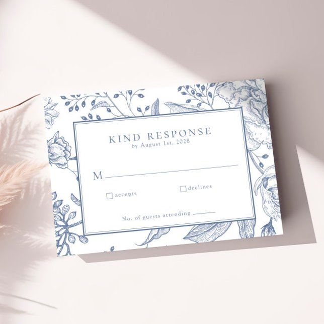 Floral Periwinkle Élégant mariage carte RSVP (Créateur téléchargé)