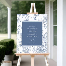 Floral Periwinkle Elegante Hochzeit Begrüßungszeic