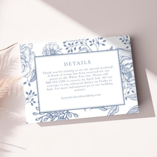 Floral Periwinkle Elegante Wedding Details Card RSVP Karte (Von Creator hochgeladen)