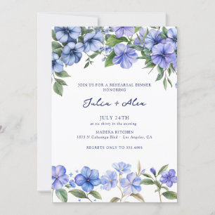 Floral Periwinkle Elegantes Probe Dinner Einladung
