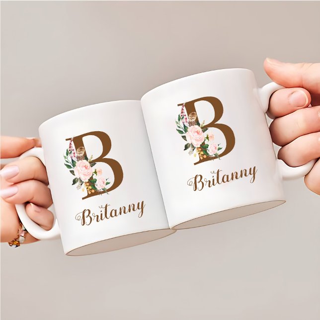 Floral Personalisiert Bridesmaid Letter B Geschenk Kaffeetasse (Von Creator hochgeladen)