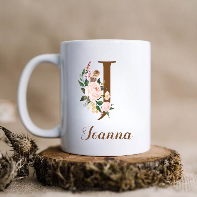 Floral Personalisiert Bridesmaid Letter J Gift Kaffeetasse (Von Creator hochgeladen)