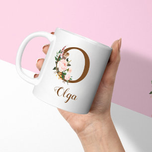 Floral Personalisiert Bridesmaid Letter O Gift Kaffeetasse
