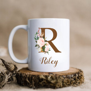 Floral Personalisiert Bridesmaid Letter R Gift Kaffeetasse