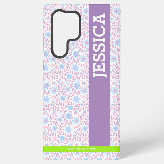 Floral Personalisiert Name Samsung Case Galaxy Hülle (Rückseite)