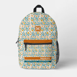 Floral Personalisiertes Monogramm und Name Bedruckter Rucksack