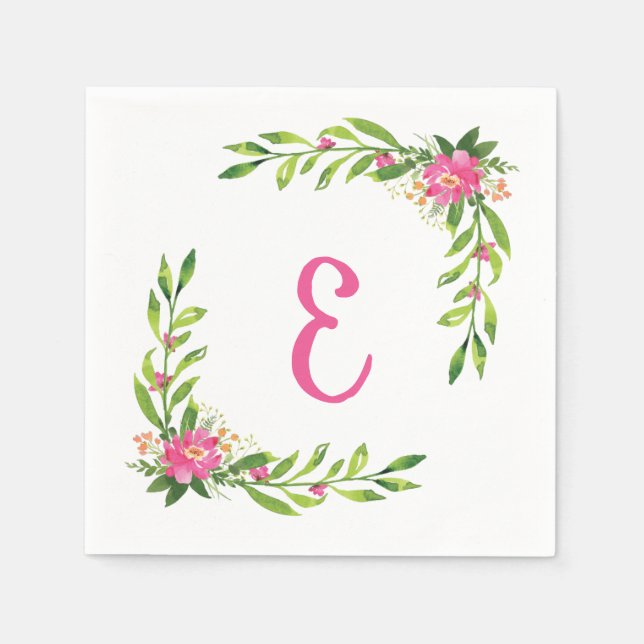 Floral Personalized Paper Napkin Serviette (Vorderseite)