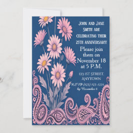 Floral Personalized Wedding Anniversary Invitation Einladung
