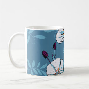 Floral Pflanze botanischer nahtloser Muster Hinter Kaffeetasse