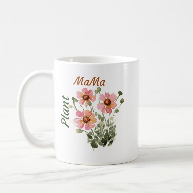 Floral Pflanze MaMa - Pflanze Mama Geschenk Kaffeetasse (Links)