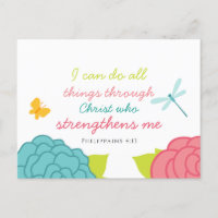 Floral Philippians 4:13 Carte postale
